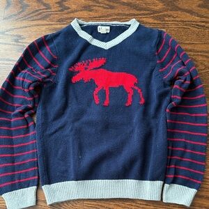 Hatley V-Neck Sweater with Red Moose Design